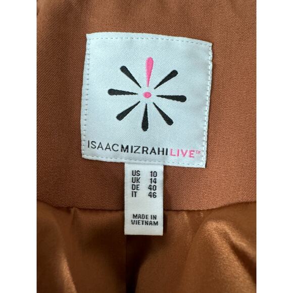 Isaac Mizrahi Live! 24/7 Stretch Zip Front Moto Jacket Cognac 10 NWOT - Picture 7 of 13